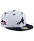 ფოტო #1 პროდუქტის Men's White Atlanta Braves Throwback Mesh 59Fifty Fitted Hat