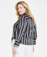 Фото #4 товара Plus Size Striped Button-Down Bell-Sleeve Shirt