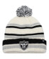 Big Boys Cream Las Vegas Raiders Driftway Cuffed Knit Hat with Pom