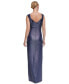 Women's Metallic Ruched Cowlneck Gown