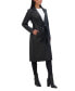 Women's Belted Snap Front Faux Leather Long Trench Coat