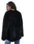 YAS faux fur jacket with buckle fastening in black - BLACK