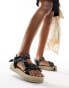 Arizona Loves Trekky raffia bandana print sandals in black