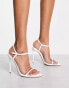 Simmi London Wide Fit Nolan heeled barely there sandals in white patent