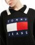 Tommy Jeans flag collar sweater in black