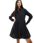 Фото #2 товара Miss Selfridge poplin pleated shirt dress in black