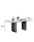 0.47" Thick Sintered Stone Composite Tempered Glass Top Dining Table With Stainless Steel Base