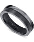 Фото #1 товара Men's Two-Tone Textured Insert Wedding Band in Titanium