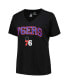 ფოტო #3 პროდუქტის Women's Black Philadelphia 76ers Plus Size Arch Over Logo V-Neck T-shirt
