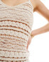 ASOS DESIGN knitted open stitch strappy mini dress in cream Бежевый, S - EU 36-38 - фото #2