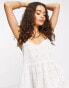 Фото #3 товара Topshop petite Broderie tiered mini beach dress in white