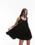 Topshop topstitch mini chuck on dress in black Черный, 40 - фото #1