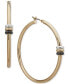 Tri-Tone Medium Rondelle Bead Hoop Earrings, 1.76"