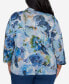 ფოტო #3 პროდუქტის Plus Size Classic Watercolor Floral Melange Two In One Top With Necklace