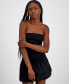 ფოტო #4 პროდუქტის Juniors' Mixed-Media Bubble-Hem Strapless Mini Dress