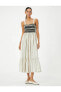 Фото #5 товара Платье Koton Миди Спагетти-стрэп квадратный воротник рюшами хлопковое стандартное полуприлегающее
