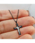 ფოტო #2 პროდუქტის Polished Black IP-plated Crucifix Pendant Curb Chain Necklace
