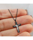 Polished Black IP-plated Crucifix Pendant Curb Chain Necklace