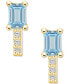 Aquamarine (1 ct. t.w.) and Diamond (1/8 ct. t.w.) Stud Earrings in 14K Yellow Gold