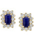 ფოტო #3 პროდუქტის EFFY® Sapphire (3/4 ct. t.w.) & Diamond (1/10 ct. t.w.) Halo Stud Earrings in Gold-Plated Sterling Silver