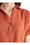 LCWAIKIKI Classic Gömlek Yaka Düz Kısa Kollu Oversize Kadın Elbise