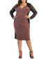 Фото #1 товара Women's Plus Size Valentina Long Sleeve Lace Illusion Dress