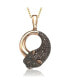 ფოტო #1 პროდუქტის Suzy Levian Sterling Silver Cubic Zirconia Circle Panther Pendant Necklace