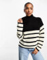 Фото #2 товара JDY roll neck jumper in black and white stripe