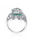 Sterling Silver White Gold Plated with Colorful Baguette Cubic Zirconia Cocktail Ring