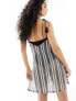 ASOS DESIGN stripe crochet mini beach dress in mono XS - фото #7