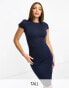 Фото #3 товара Closet London Tall puff shoulder pencil dress with bodice detail in navy