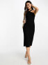 Фото #1 товара Stradivarius tank ribbed midi dress with ring detail in black