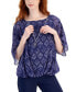 Фото #1 товара Women's Printed Poncho-Sleeve Necklace Top, Created for Macy's