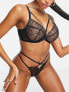 Фото #4 товара Wolf & Whistle Exclusive Fuller Bust floral embroidered mesh plunge bra with strapping in black