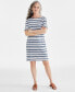 ფოტო #1 პროდუქტის Women's Printed Boat-Neck Elbow Sleeve Dress, Created for Macy's