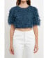 Фото #1 товара Women's Gridded Mesh Feathered Cropped Top