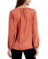 Фото #2 товара Petite V-Neck Solid-Placket Satin Top, Created for Macy's