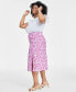 Фото #2 товара Trendy Plus Size Floral-Print Slip Midi Skirt, Created for Macy's