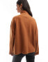 Фото #4 товара ASOS DESIGN supersoft boxy funnel neck zip through cardigan in tan