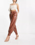 Фото #1 товара Forever Unique PU high waisted trouser coord in tan