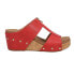 Фото #1 товара Corkys Taboo Studded Embossed Wedge Womens Red Casual Sandals 41-0262-RED