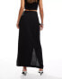 Фото #4 товара Kaiia linen look buckle detail maxi skirt co-ord in black