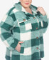 ფოტო #5 პროდუქტის Plus Size Plaid Shacket Jacket