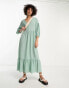 Фото #4 товара ASOS DESIGN Tall chuck on smock midi dress in light sage