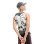 COLLUSION notch neck shrunken muscle vest in black and white print