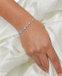 Фото #3 товара Silver-Tone Graduated Cubic Zirconia Slider Bracelet, Created for Macy's