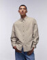 Фото #1 товара Topman Limited long sleeve oversized fit pointed collar shirt in beige