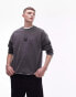 Topman oversized fit sweatshirt with spider tattoo embroidery in washed black