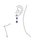 ფოტო #3 პროდუქტის Long Royal Blue Triple Oval Halo Simulated Sapphire CZ Chandelier Earrings For Women Cubic Zirconia Rhodium Plated Brass
