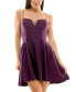 ფოტო #1 პროდუქტის Juniors' Plunge-Neck Lace-Up Skater Dress